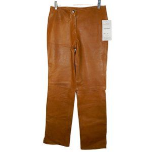 Lobi Womens Leather Pants Caramel Camel Size 4 Lined Luxurious Split Hem Rich St